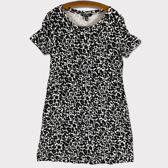 Ellen Tracy Medium Cap Sleeve Dress with Pockets Black Gray Animal Print - Picture 2 of 10